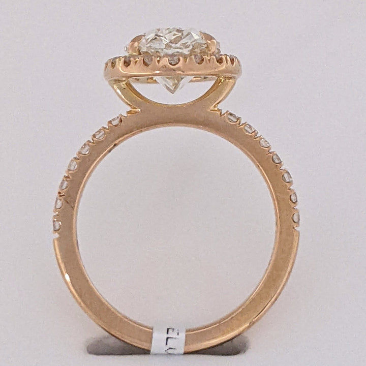 18K ROSE GOLD 2.37 CARAT TOTAL WEIGHT SI1 L DIAMOND OVAL (1) ROUND (34) ESTATE HALO RING 3.1 GRAMS