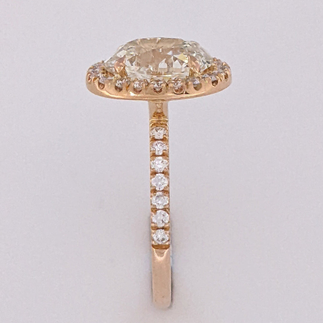 18K ROSE GOLD 2.37 CARAT TOTAL WEIGHT SI1 L DIAMOND OVAL (1) ROUND (34) ESTATE HALO RING 3.1 GRAMS