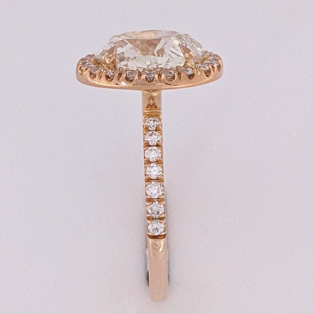 18K ROSE GOLD 2.37 CARAT TOTAL WEIGHT SI1 L DIAMOND OVAL (1) ROUND (34) ESTATE HALO RING 3.1 GRAMS