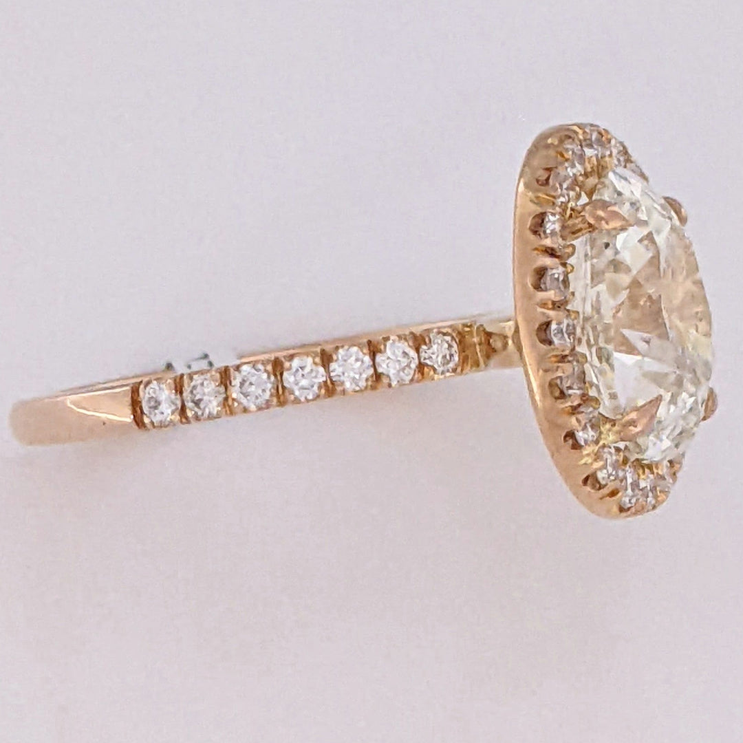 18K ROSE GOLD 2.37 CARAT TOTAL WEIGHT SI1 L DIAMOND OVAL (1) ROUND (34) ESTATE HALO RING 3.1 GRAMS