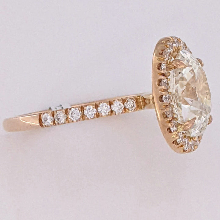 18K ROSE GOLD 2.37 CARAT TOTAL WEIGHT SI1 L DIAMOND OVAL (1) ROUND (34) ESTATE HALO RING 3.1 GRAMS