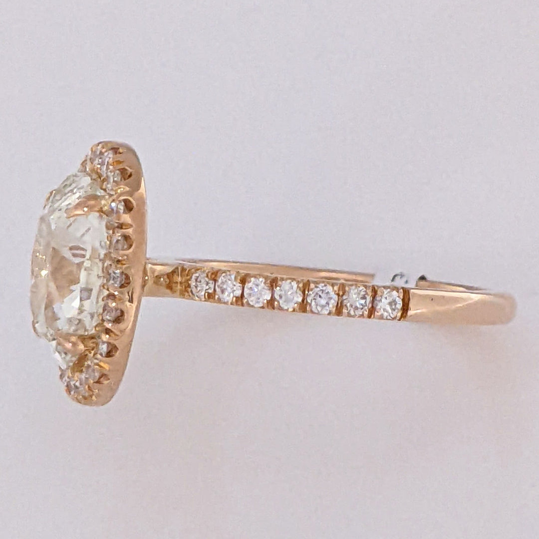 18K ROSE GOLD 2.37 CARAT TOTAL WEIGHT SI1 L DIAMOND OVAL (1) ROUND (34) ESTATE HALO RING 3.1 GRAMS