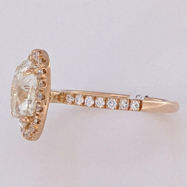 18K ROSE GOLD 2.37 CARAT TOTAL WEIGHT SI1 L DIAMOND OVAL (1) ROUND (34) ESTATE HALO RING 3.1 GRAMS