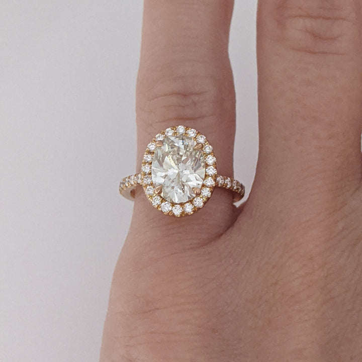18K ROSE GOLD 2.37 CARAT TOTAL WEIGHT SI1 L DIAMOND OVAL (1) ROUND (34) ESTATE HALO RING 3.1 GRAMS