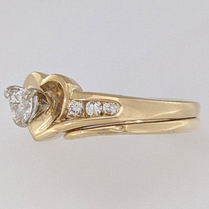 14K .35 CARAT TOTAL WEIGHT SI1 H DIAMOND HEART (1) ROUND (6) ESTATE RING 4.8 GRAMS