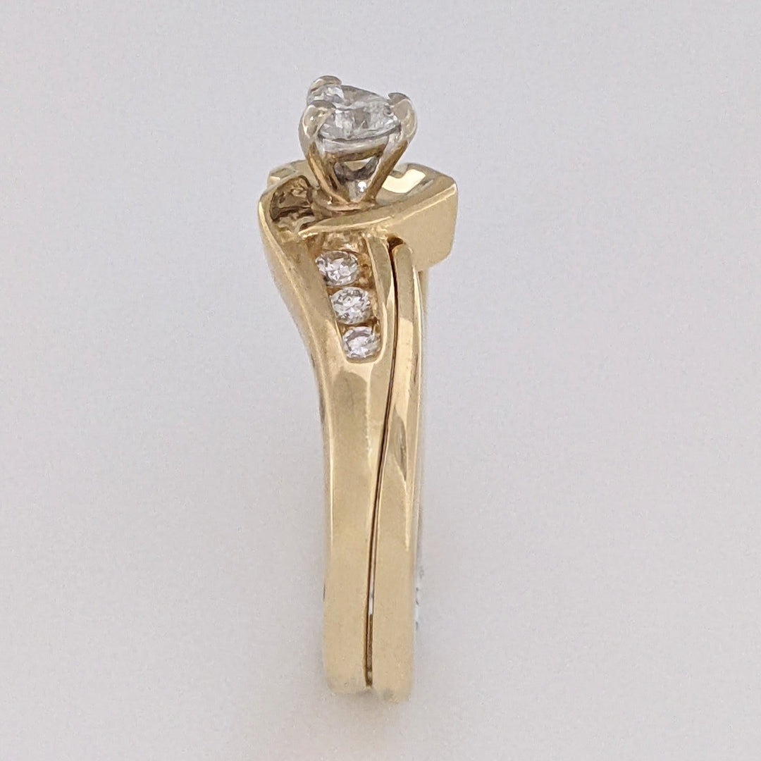 14K .35 CARAT TOTAL WEIGHT SI1 H DIAMOND HEART (1) ROUND (6) ESTATE RING 4.8 GRAMS