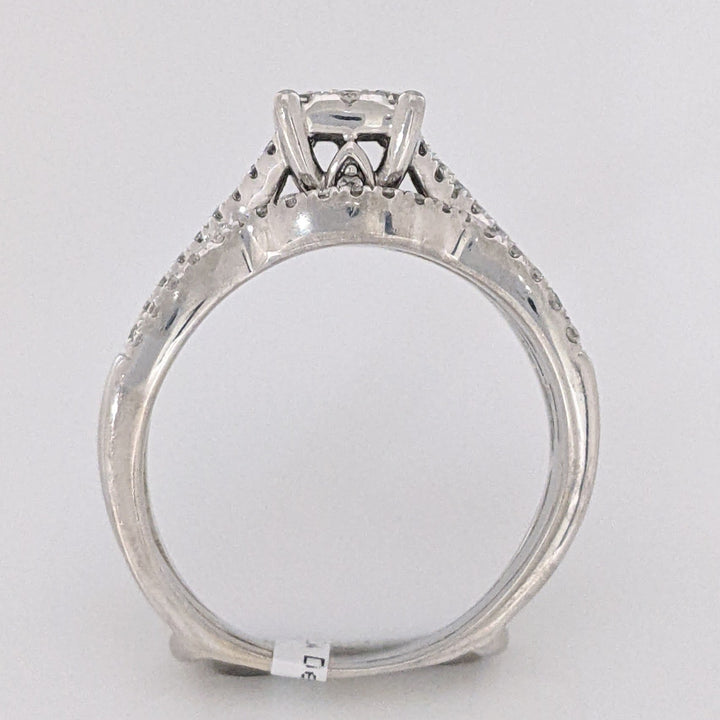 14K WHITE .58 CARAT TOTAL WEIGHT SI1 H DIAMOND ROUND (83) CLUSTER ESTATE RING/JACKET SET 6.7 GRAMS