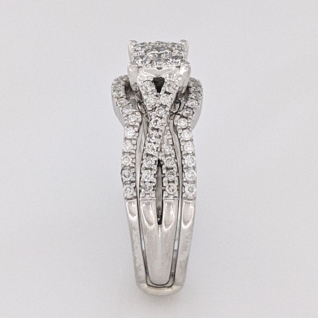 14K WHITE .58 CARAT TOTAL WEIGHT SI1 H DIAMOND ROUND (83) CLUSTER ESTATE RING/JACKET SET 6.7 GRAMS