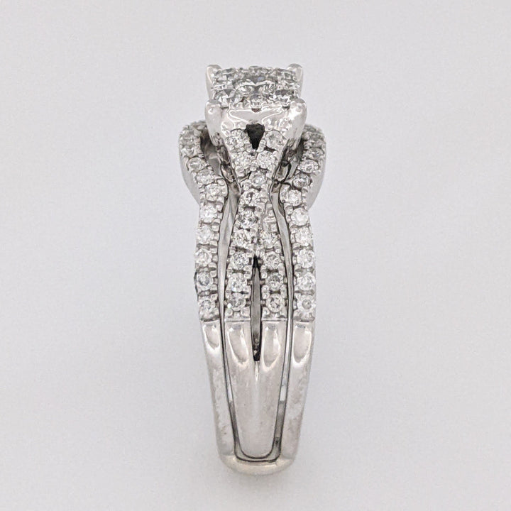 14K WHITE .58 CARAT TOTAL WEIGHT SI1 H DIAMOND ROUND (83) CLUSTER ESTATE RING/JACKET SET 6.7 GRAMS