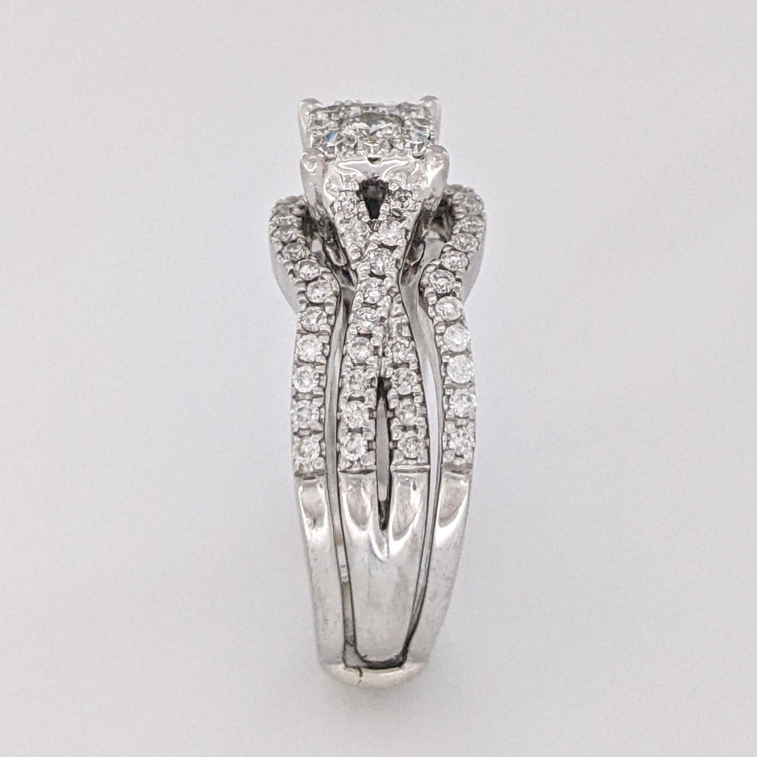 14K WHITE .58 CARAT TOTAL WEIGHT SI1 H DIAMOND ROUND (83) CLUSTER ESTATE RING/JACKET SET 6.7 GRAMS