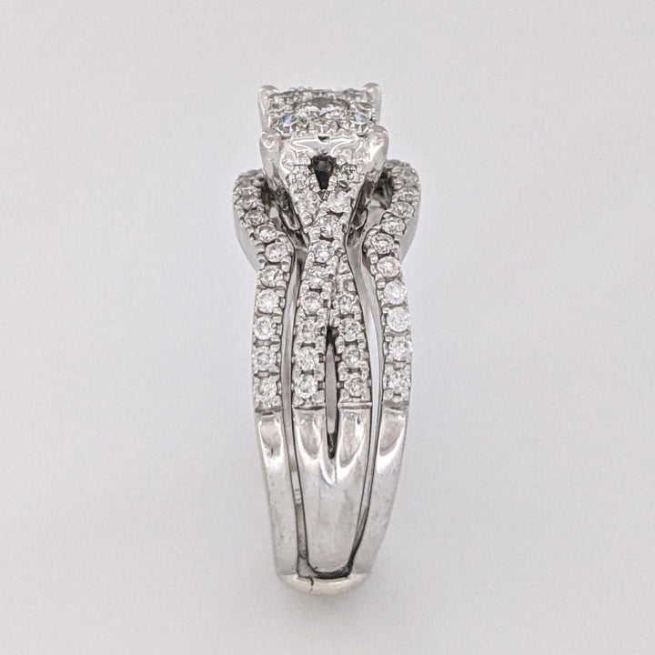 14K WHITE .58 CARAT TOTAL WEIGHT SI1 H DIAMOND ROUND (83) CLUSTER ESTATE RING/JACKET SET 6.7 GRAMS