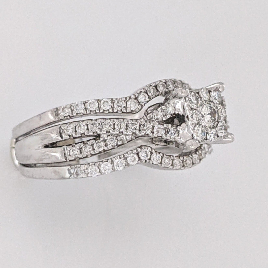 14K WHITE .58 CARAT TOTAL WEIGHT SI1 H DIAMOND ROUND (83) CLUSTER ESTATE RING/JACKET SET 6.7 GRAMS