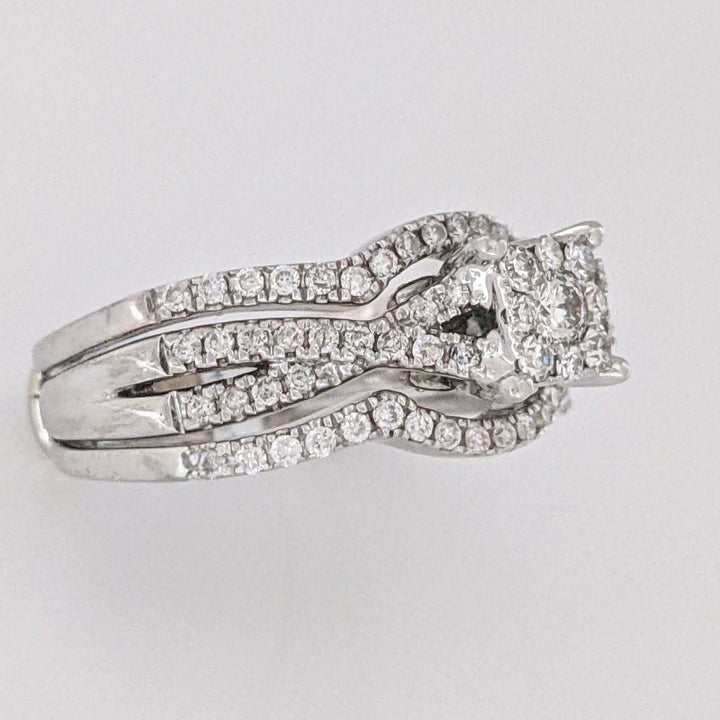 14K WHITE .58 CARAT TOTAL WEIGHT SI1 H DIAMOND ROUND (83) CLUSTER ESTATE RING/JACKET SET 6.7 GRAMS