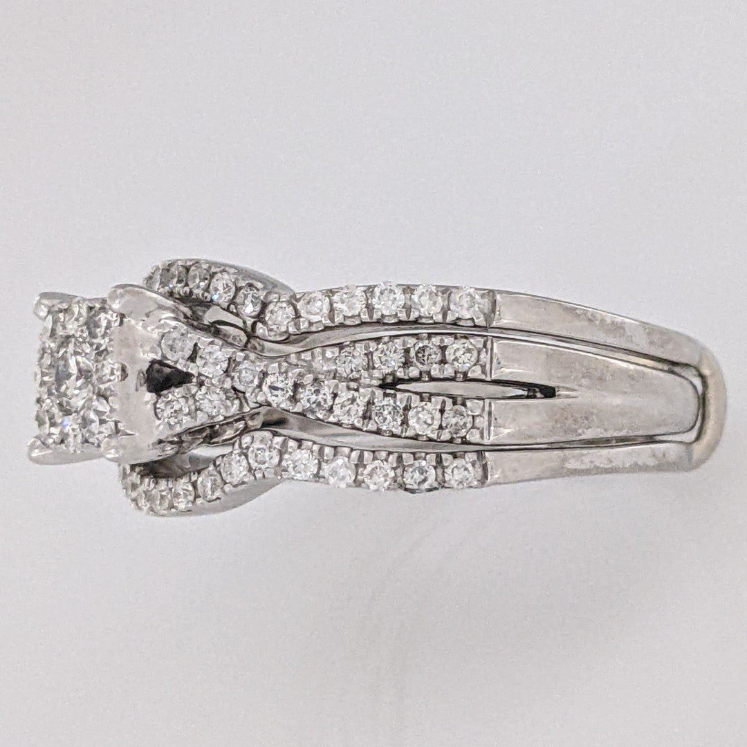 14K WHITE .58 CARAT TOTAL WEIGHT SI1 H DIAMOND ROUND (83) CLUSTER ESTATE RING/JACKET SET 6.7 GRAMS