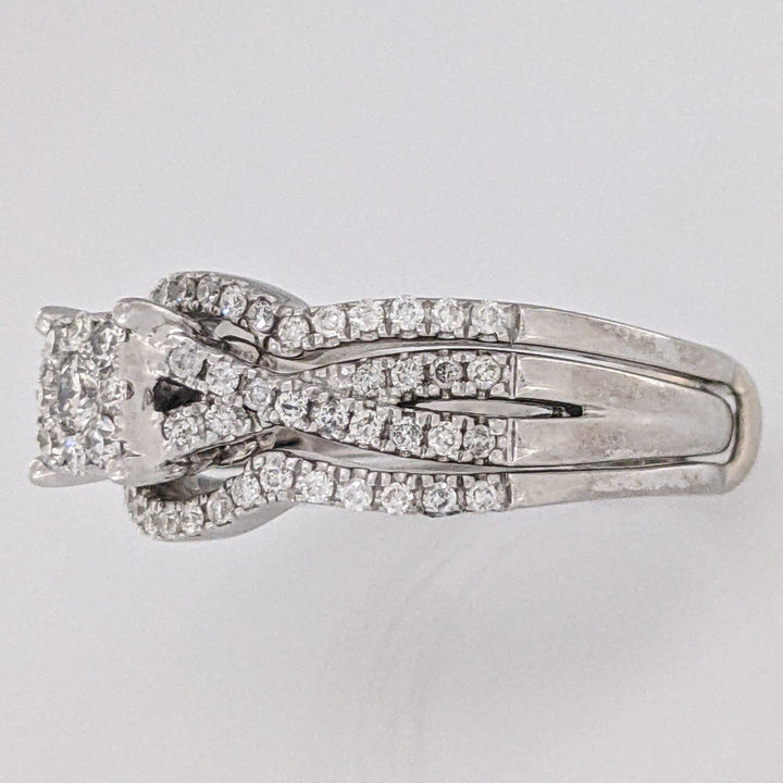 14K WHITE .58 CARAT TOTAL WEIGHT SI1 H DIAMOND ROUND (83) CLUSTER ESTATE RING/JACKET SET 6.7 GRAMS