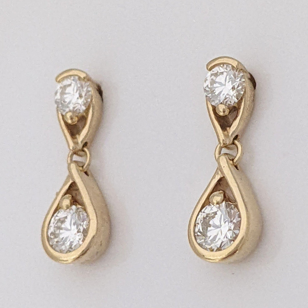 14K PANDORA LAB-CREATED DIAMOND .50 CARAT TOTAL (4) ROUND ESTATE EARRINGS 2.1 GRAMS