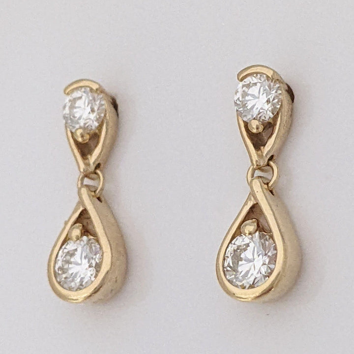 14K PANDORA LAB-CREATED DIAMOND .50 CARAT TOTAL (4) ROUND ESTATE EARRINGS 2.1 GRAMS