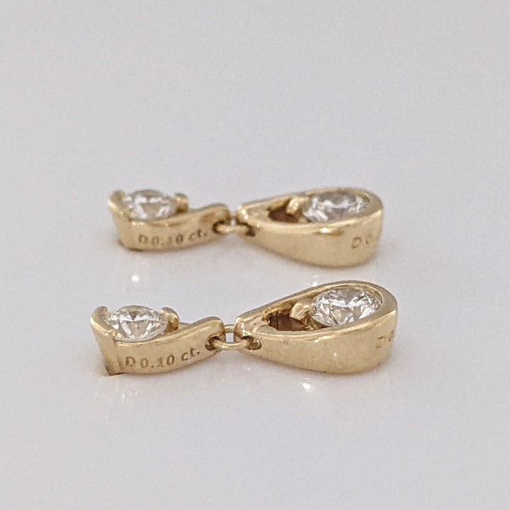 14K PANDORA LAB-CREATED DIAMOND .50 CARAT TOTAL (4) ROUND ESTATE EARRINGS 2.1 GRAMS