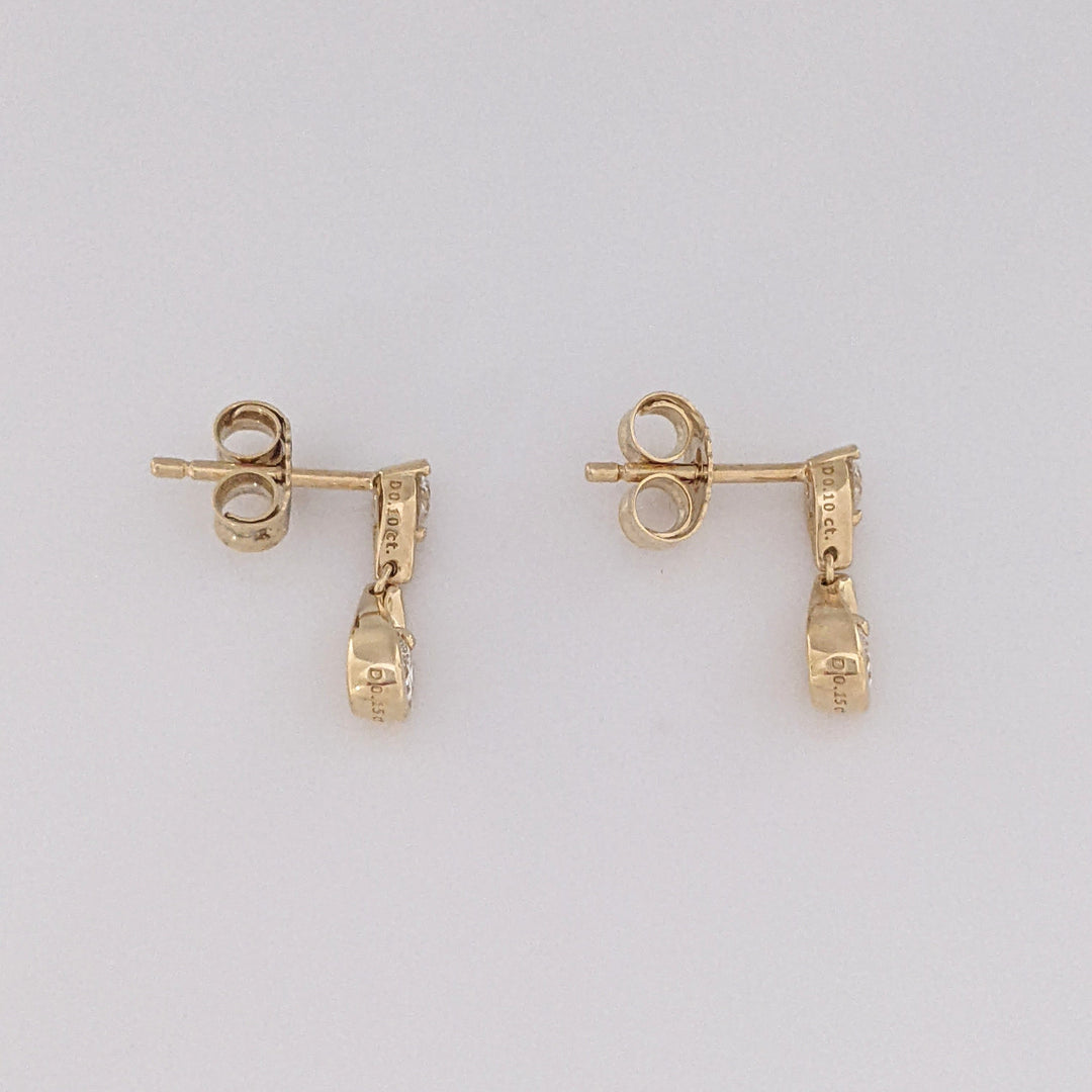 14K PANDORA LAB-CREATED DIAMOND .50 CARAT TOTAL (4) ROUND ESTATE EARRINGS 2.1 GRAMS