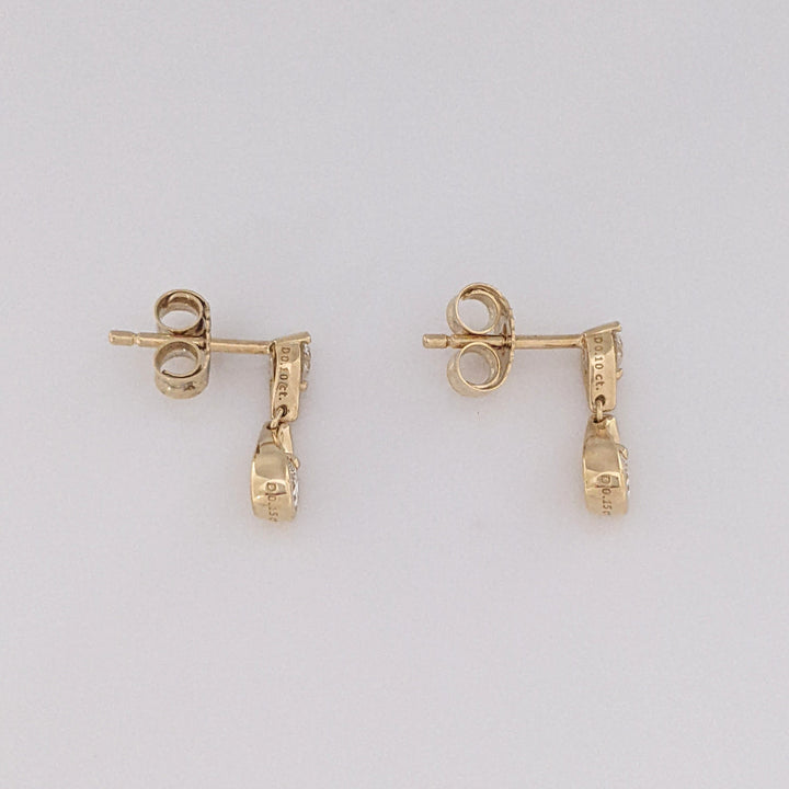 14K PANDORA LAB-CREATED DIAMOND .50 CARAT TOTAL (4) ROUND ESTATE EARRINGS 2.1 GRAMS
