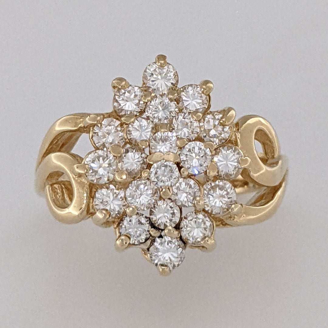 14K .97 CARAT TOTAL WEIGHT VS2 H DIAMOND ROUND (22) ESTATE CLUSTER RING 4.2 GRAMS