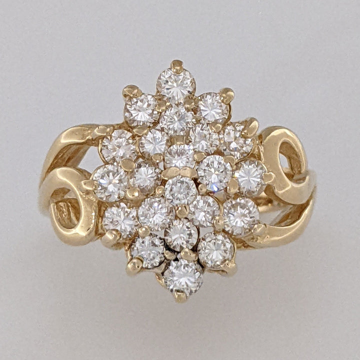 14K .97 CARAT TOTAL WEIGHT VS2 H DIAMOND ROUND (22) ESTATE CLUSTER RING 4.2 GRAMS