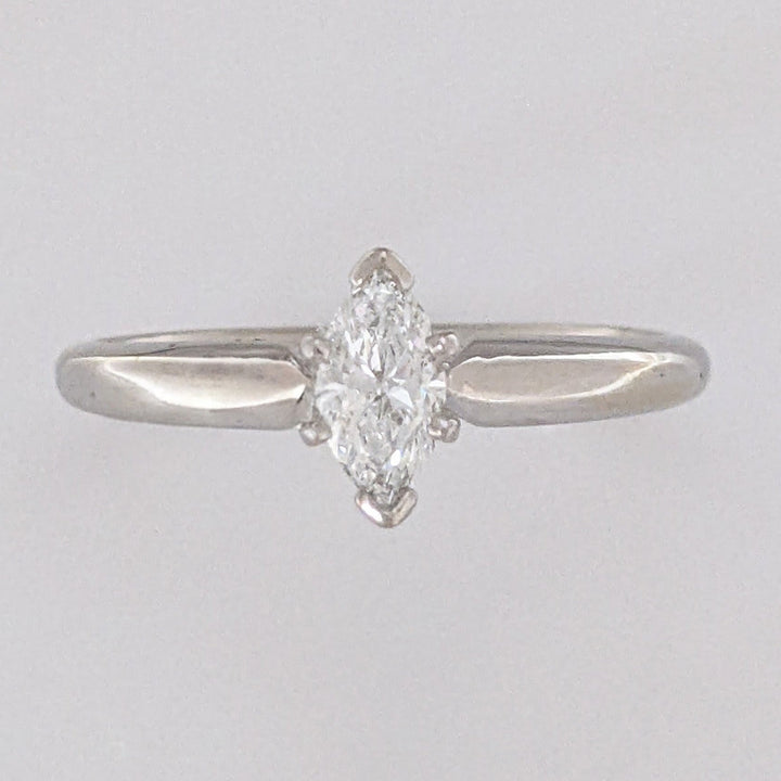 14K WHITE .32 CARAT TOTAL VS2 G DIAMOND MARQUISE ESTATE SOLITAIRE RING 2.1 GRAMS