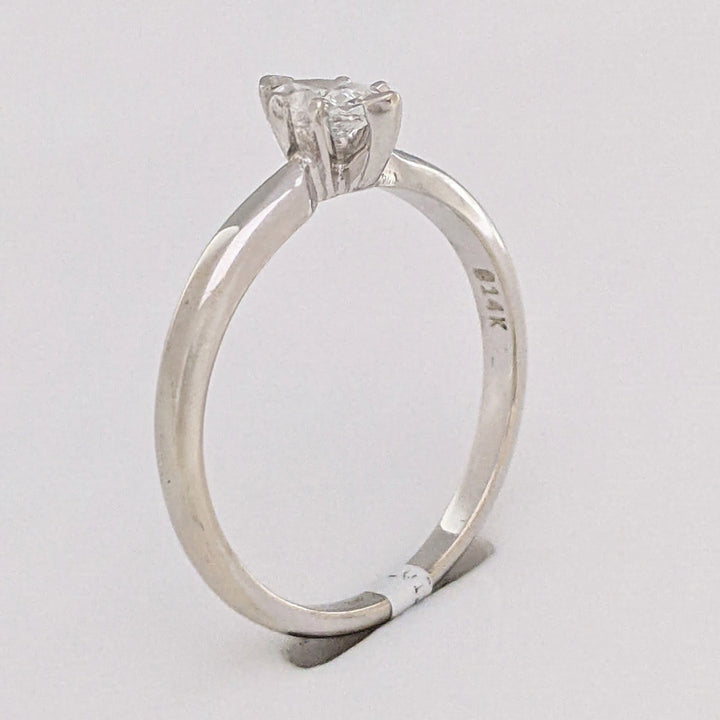 14K WHITE .32 CARAT TOTAL VS2 G DIAMOND MARQUISE ESTATE SOLITAIRE RING 2.1 GRAMS