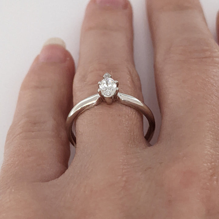 14K WHITE .32 CARAT TOTAL VS2 G DIAMOND MARQUISE ESTATE SOLITAIRE RING 2.1 GRAMS