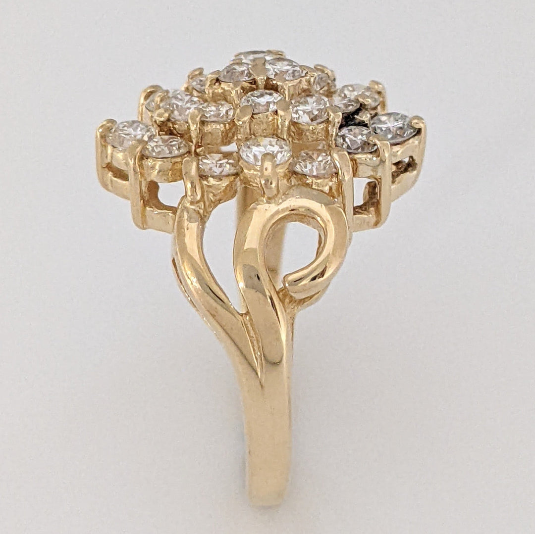 14K .97 CARAT TOTAL WEIGHT VS2 H DIAMOND ROUND (22) ESTATE CLUSTER RING 4.2 GRAMS
