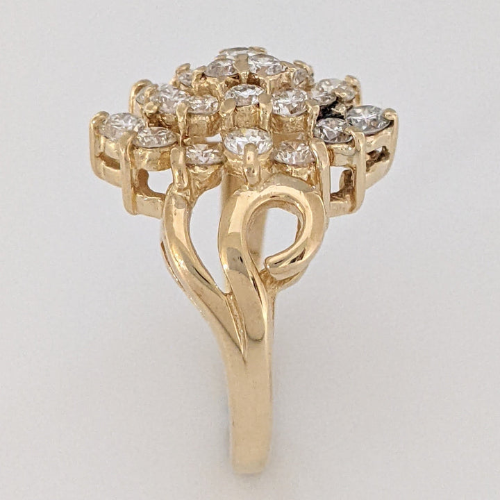 14K .97 CARAT TOTAL WEIGHT VS2 H DIAMOND ROUND (22) ESTATE CLUSTER RING 4.2 GRAMS