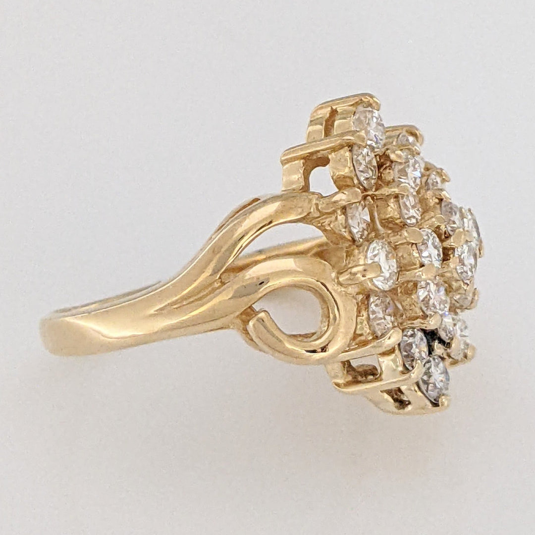 14K .97 CARAT TOTAL WEIGHT VS2 H DIAMOND ROUND (22) ESTATE CLUSTER RING 4.2 GRAMS
