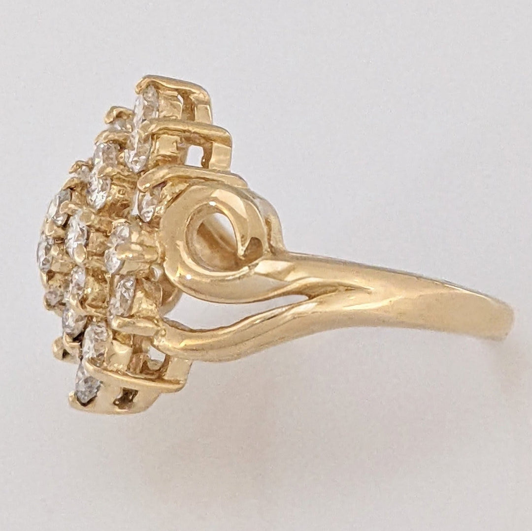 14K .97 CARAT TOTAL WEIGHT VS2 H DIAMOND ROUND (22) ESTATE CLUSTER RING 4.2 GRAMS