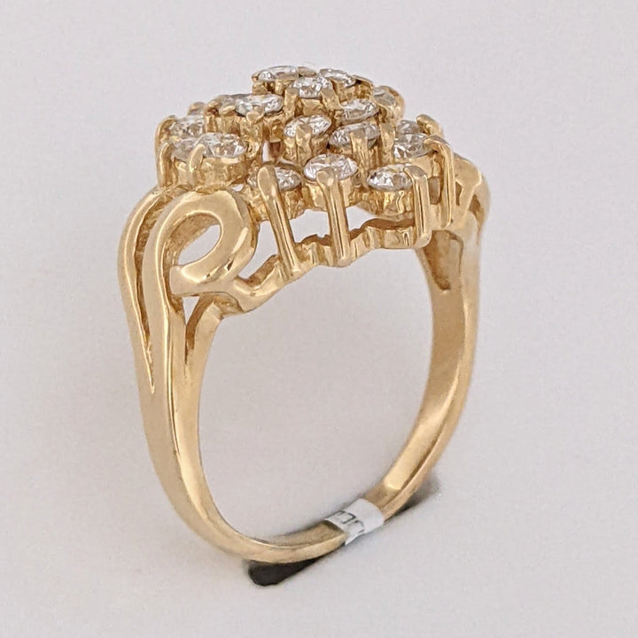 14K .97 CARAT TOTAL WEIGHT VS2 H DIAMOND ROUND (22) ESTATE CLUSTER RING 4.2 GRAMS