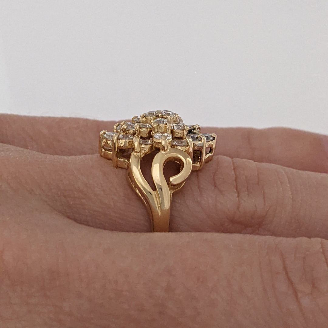 14K .97 CARAT TOTAL WEIGHT VS2 H DIAMOND ROUND (22) ESTATE CLUSTER RING 4.2 GRAMS