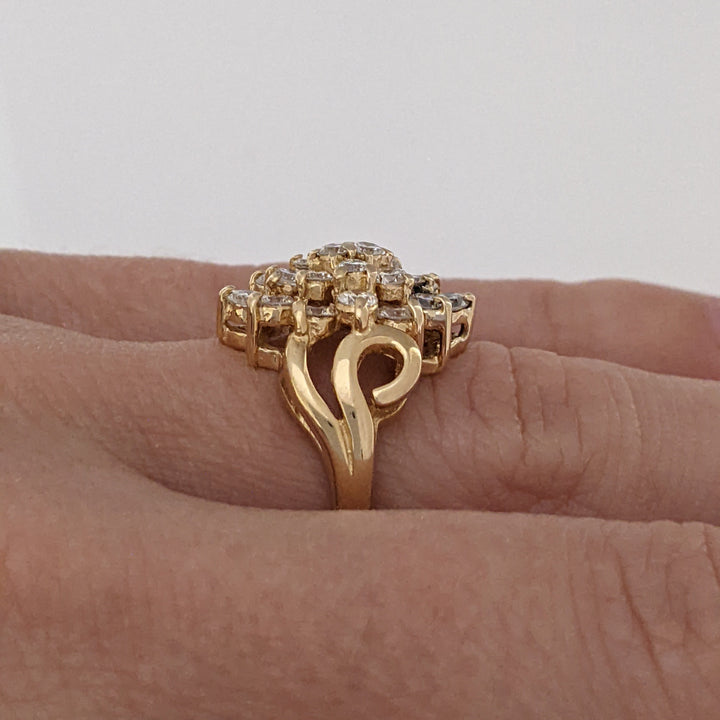 14K .97 CARAT TOTAL WEIGHT VS2 H DIAMOND ROUND (22) ESTATE CLUSTER RING 4.2 GRAMS