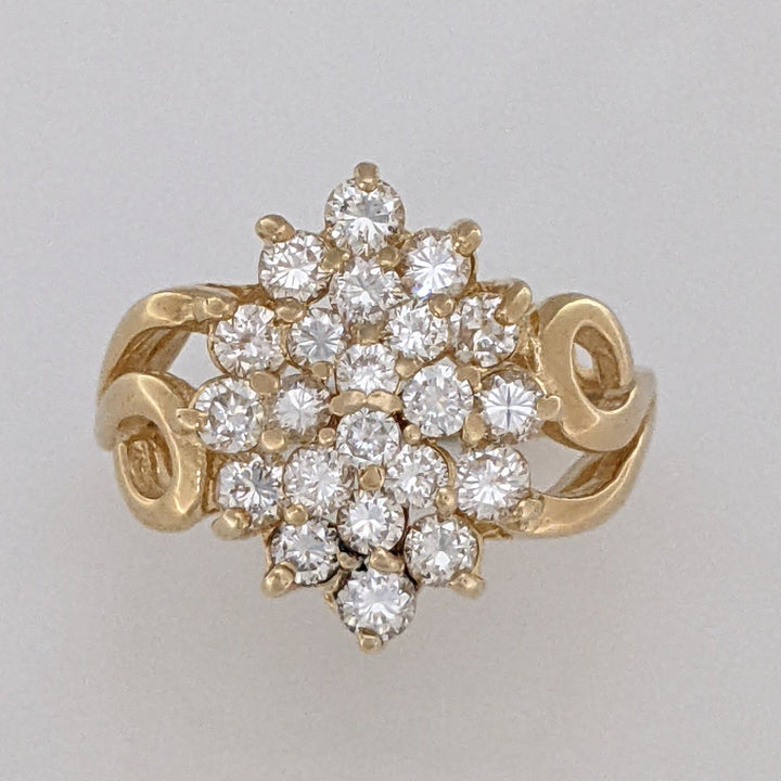 14K .97 CARAT TOTAL WEIGHT VS2 H DIAMOND ROUND (22) ESTATE CLUSTER RING 4.2 GRAMS