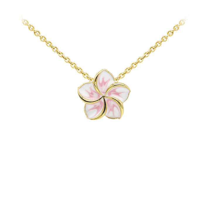 Magnolia Enameled Sterling Silver Dainty Necklace