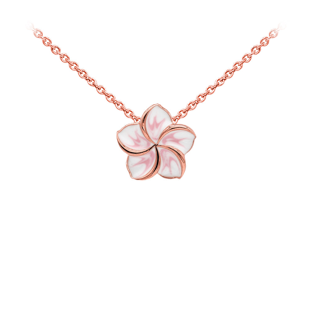 Magnolia Enameled Sterling Silver Dainty Necklace