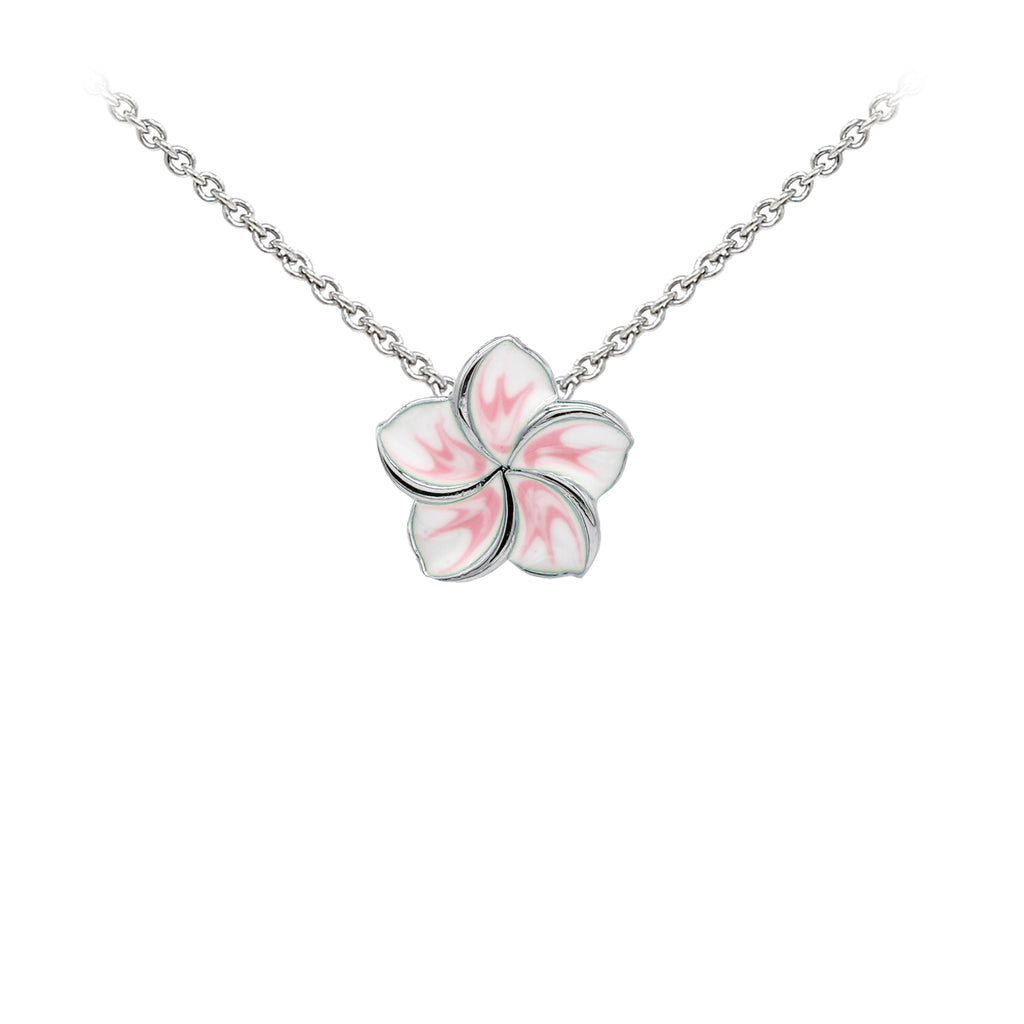 Magnolia Enameled Sterling Silver Dainty Necklace