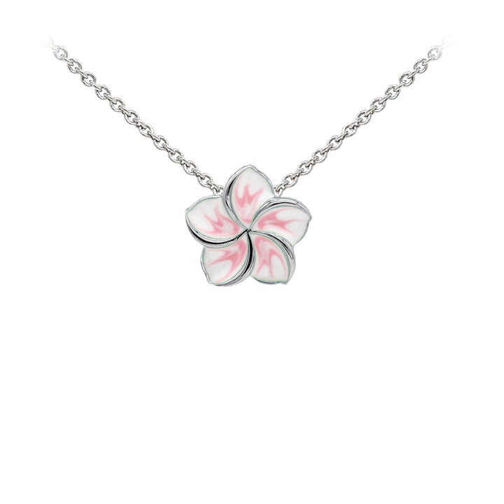 Magnolia Enameled Sterling Silver Dainty Necklace