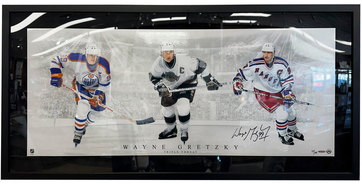 Wayne Gretzky Autographed ‘Triple Threat’ 36x15 Picture Framed -COA UDA