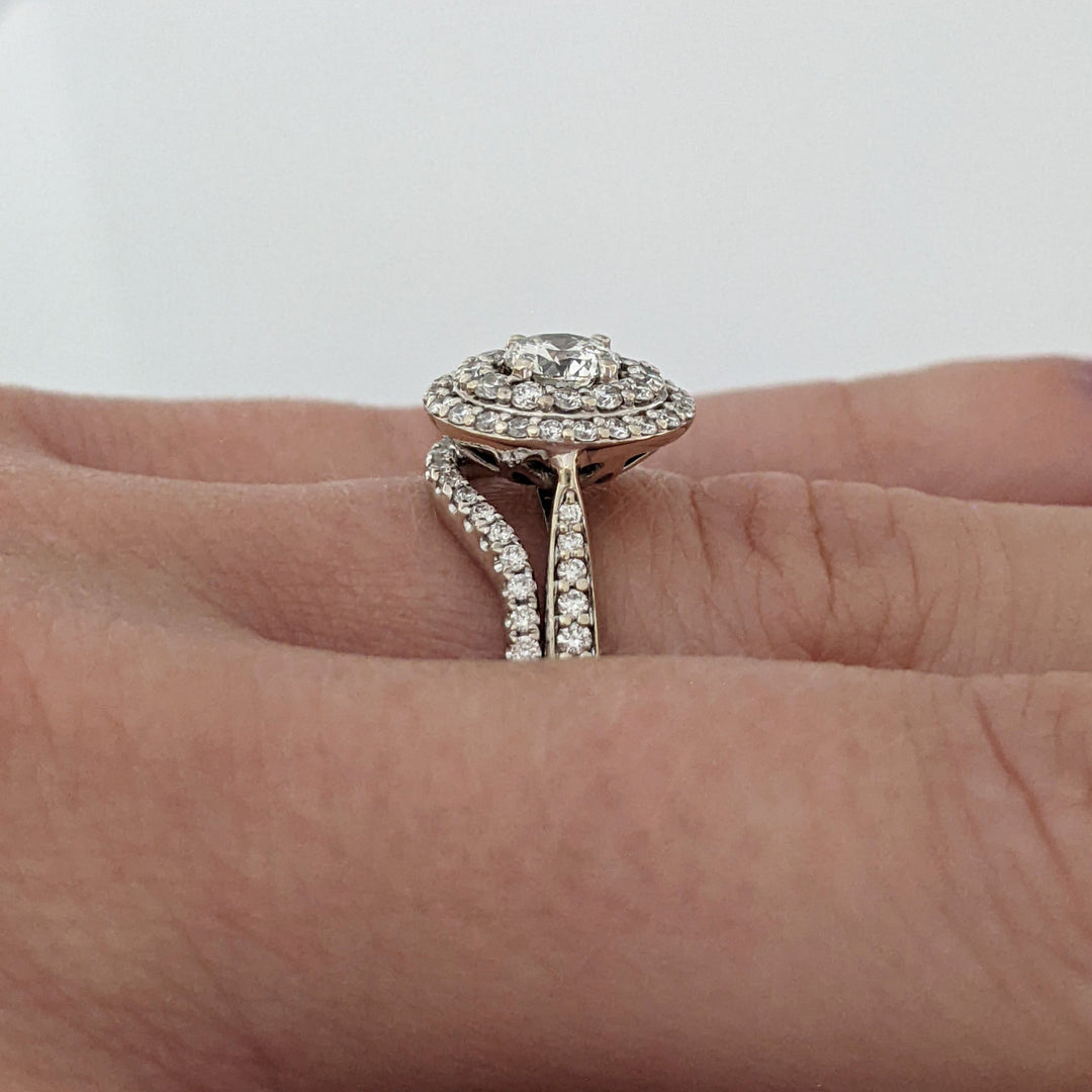 14K WHITE 1.11CTW I1 I DIAMOND ROUND (77) ESTATE HALO RING 4.7 GRAMS