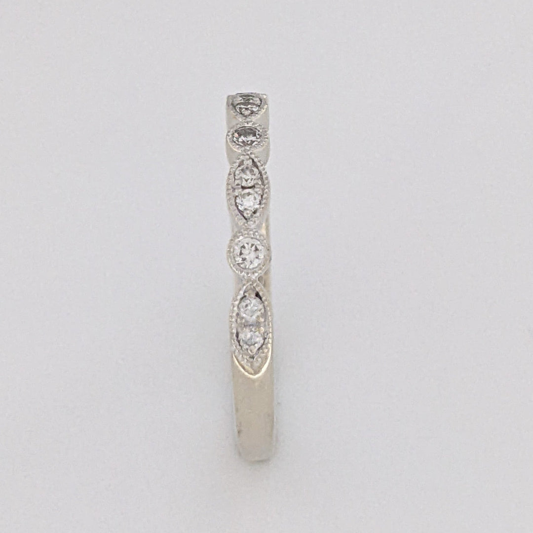 14K WHITE .15 CARAT TOTAL WEIGHT SI2 H DIAMOND ROUND (14) MARQUISE/ ROUND LINK ESTATE BAND 2.4 GRAMS