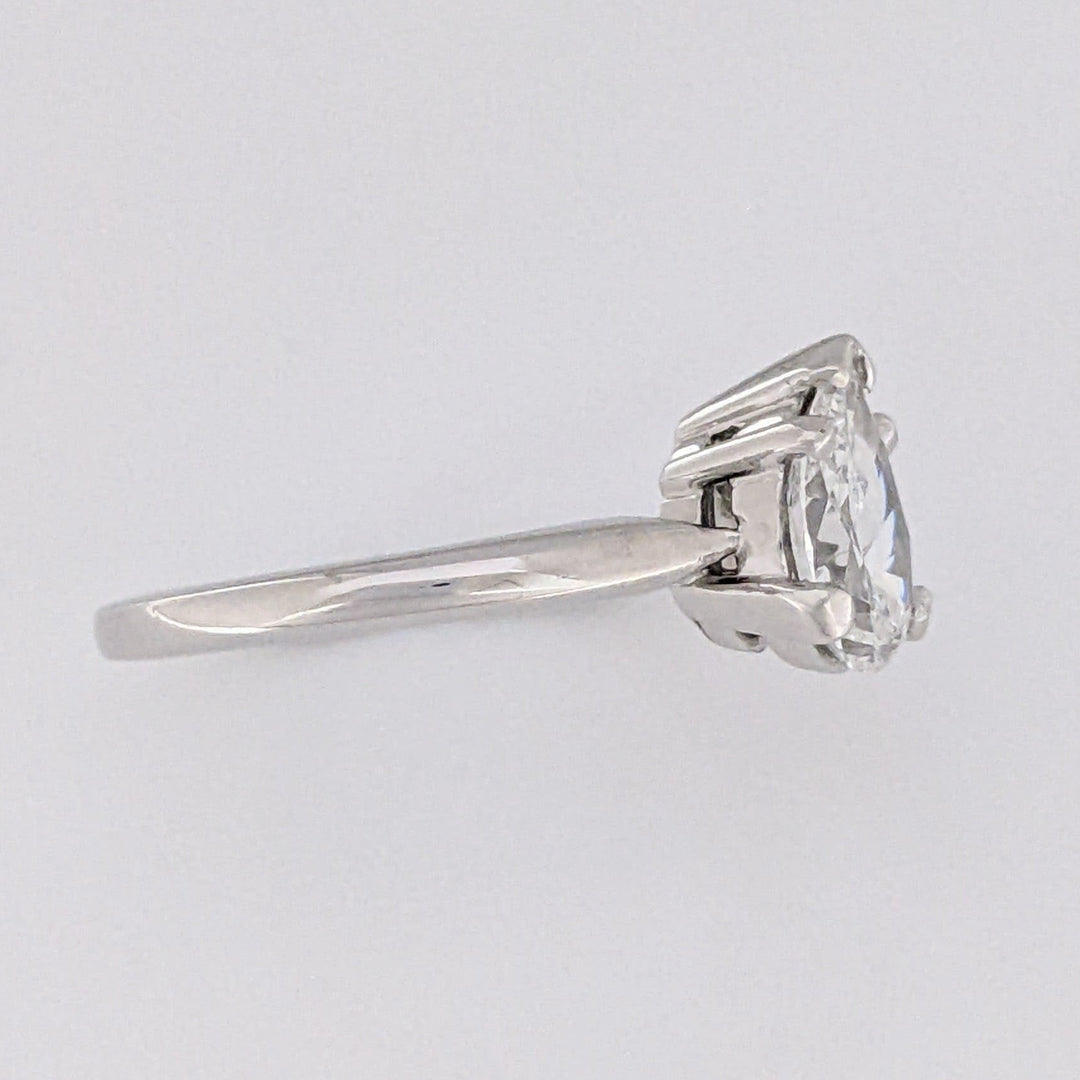 PLATINUM 1.22 CARAT TOTAL VS1 D DIAMOND PEAR ESTATE SOLITAIRE RING 4.5 GRAMS