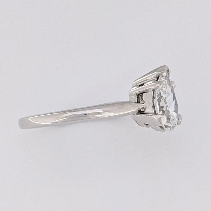 PLATINUM 1.22 CARAT TOTAL VS1 D DIAMOND PEAR ESTATE SOLITAIRE RING 4.5 GRAMS