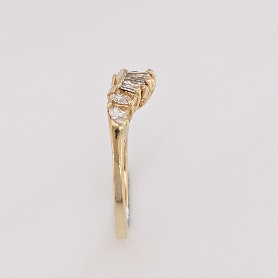 14K .49CTW SI2 H DIAMOND MARQUISE (4) BAGUETTE (5) ESTATE WRAP 2.2 GRAMS