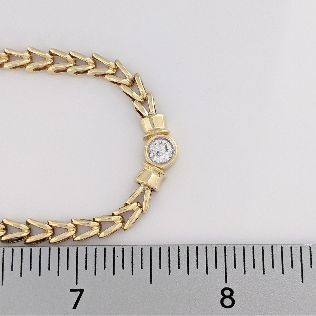 14K .33 CARAT TOTAL I1 H DIAMOND ROUND BEZEL (1) LINK ESTATE NECKLACE 16.3 GRAMS