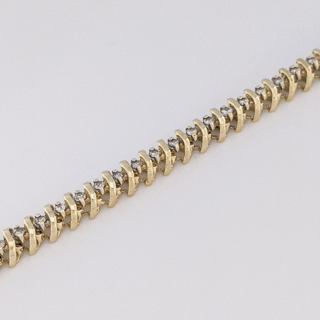 14K 1.10 CARAT TOTAL WEIGHT I1 I DIAMOND ROUND (55) ESTATE BRACELET 12.2 GRAMS