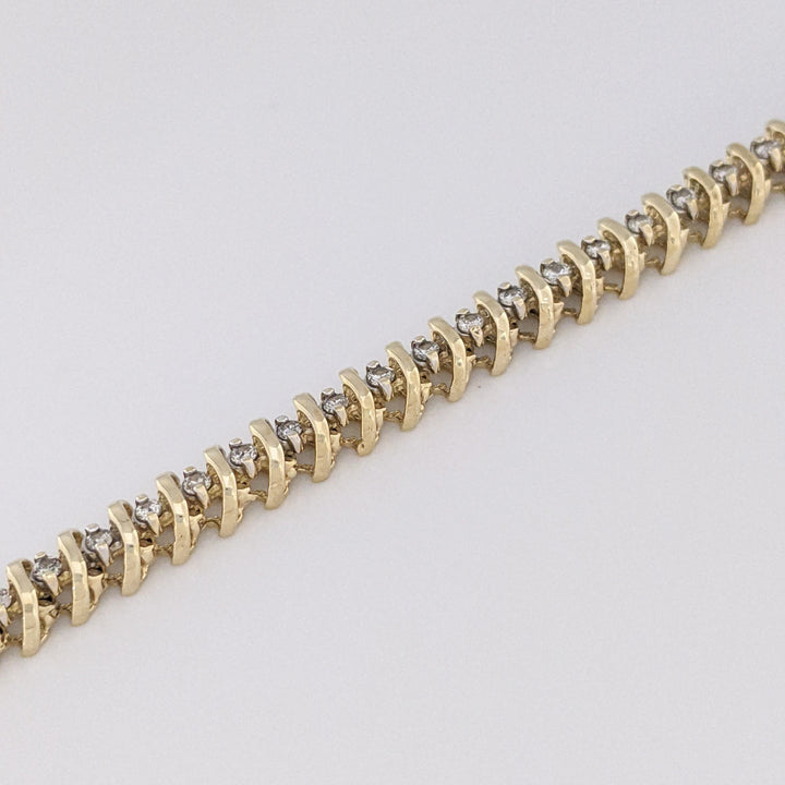 14K 1.10 CARAT TOTAL WEIGHT I1 I DIAMOND ROUND (55) ESTATE BRACELET 12.2 GRAMS